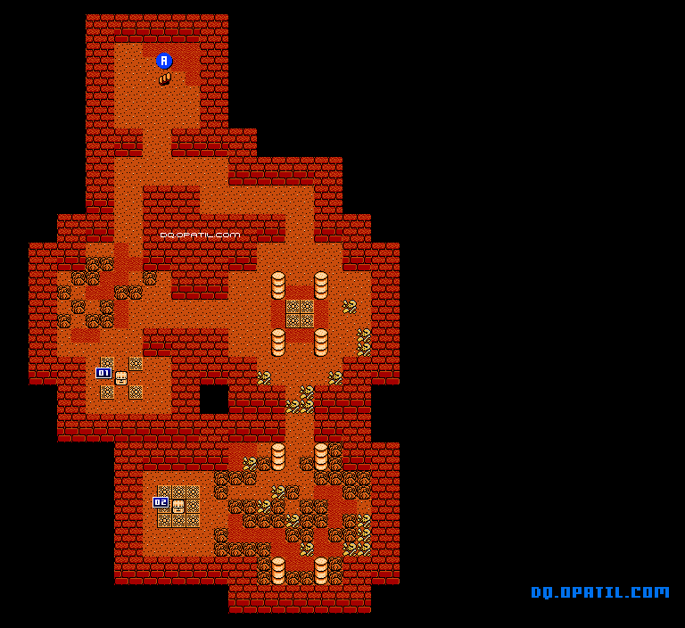 フレノール南の洞窟B2 マップ画像：FC版ドラゴンクエスト4 完全攻略