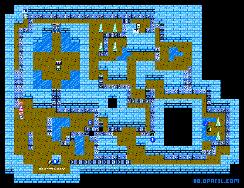 パデキアの洞窟B2 マップ画像：FC版ドラゴンクエスト4 完全攻略
