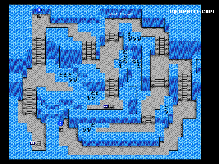滝の流れる洞窟B3 マップ画像：FC版ドラゴンクエスト4 完全攻略