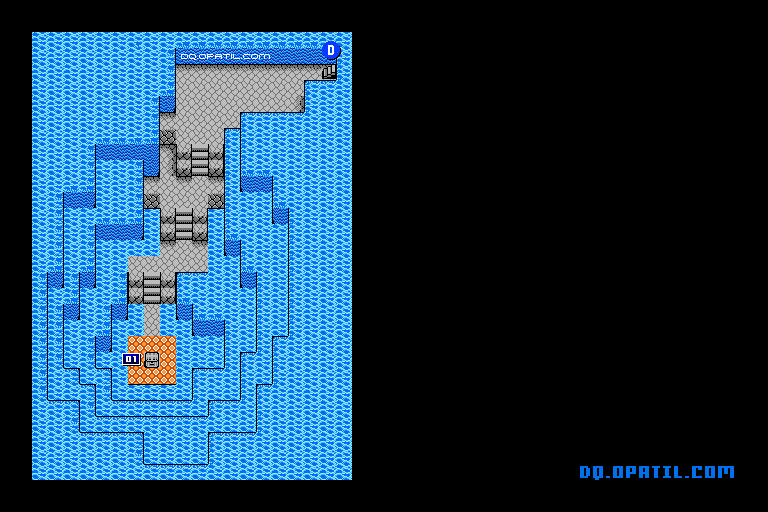滝の流れる洞窟B4 マップ画像：FC版ドラゴンクエスト4 完全攻略