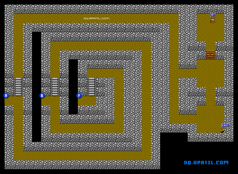 闇の洞窟B1 マップ画像：FC版ドラゴンクエスト4 完全攻略