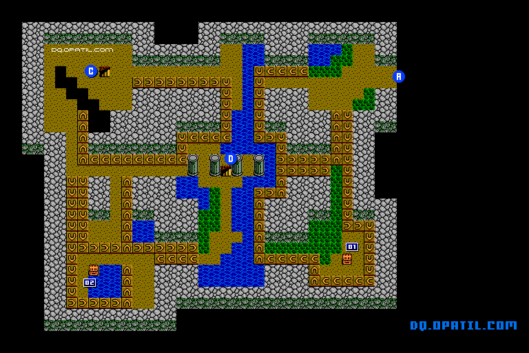闇の洞窟B2 マップ画像：FC版ドラゴンクエスト4 完全攻略